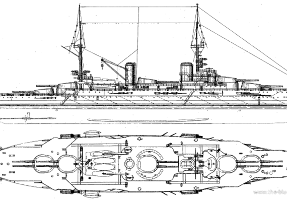 Боевой корабль NMF Lorraine 1916 [Battleship] - чертежи, габариты, рисунки